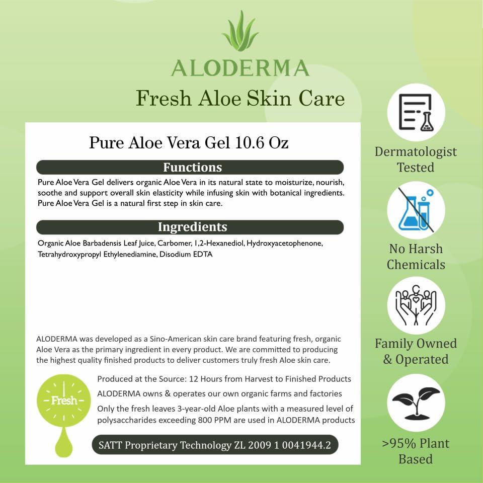 image:imageAloderma 99 Organic Aloe Vera Gel Made within 12 Hours of Harvest Lightweight NonSticky Aloe Gel for Face Body Hair amp Scalp After Sun Relief Natural Soothing Hydrating Aloe Gel 106oz6