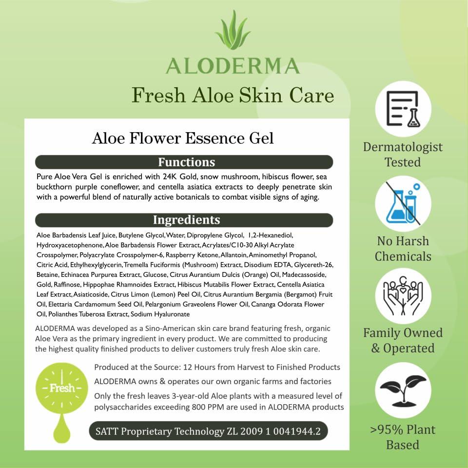 image:imageAloderma AgeDefying 24K Gold Leaf Aloe Flower Essence Gel Made within 12 Hours of Harvest Luxurious Aloe Gel with Allantoin amp Hyaluronic Acid for a Glowing Shimmering Youthful Complexion 7oz7 Ounce Pack of 2