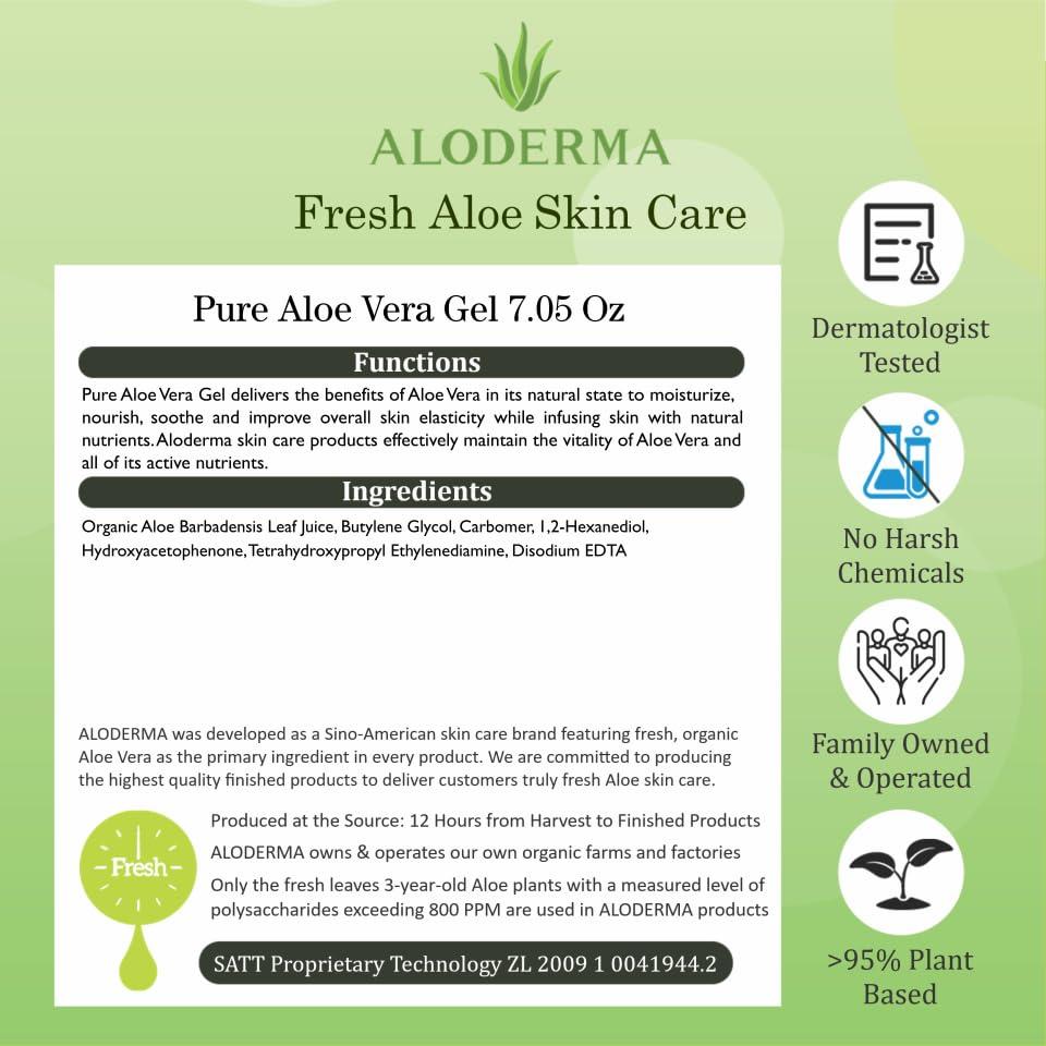 image:imageAloderma Aloe Vera Gel Made within 12 Hours of Harvest with 96 Pure Organic Aloe Vera for Skin Scalp amp Hair Soothing Aloe Face Moisturizer Multipurpose Hydrating Aloe Gel 7oz 3Pack3