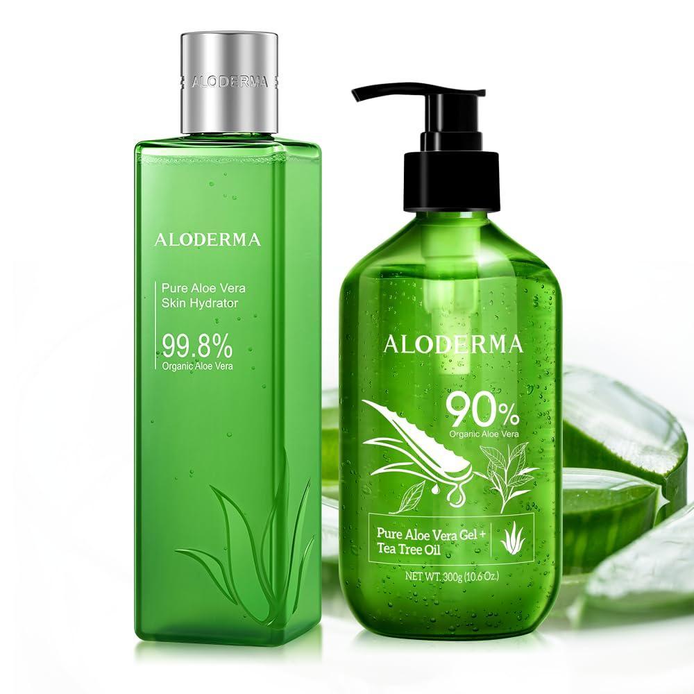 image:imageAll Purpose Aloe Vera Gel Set  2 Pieces  Skin Hydrator 300g Aloe Vera Gel  Tea Tree Oil