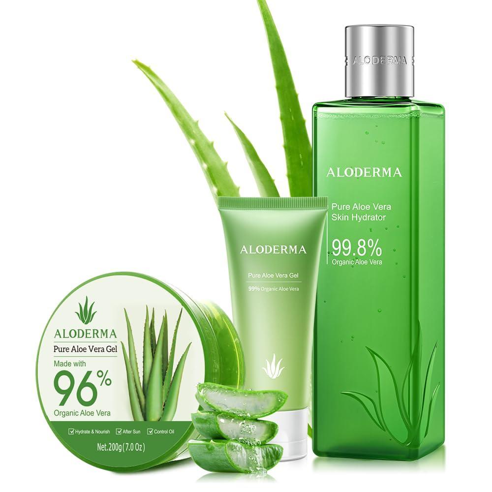 image:imageAll Purpose Aloe Vera Gel Set  3 Pieces  Skin Hydrator 200g Aloe Vera Gel amp 45g Aloe Gel Travel Size