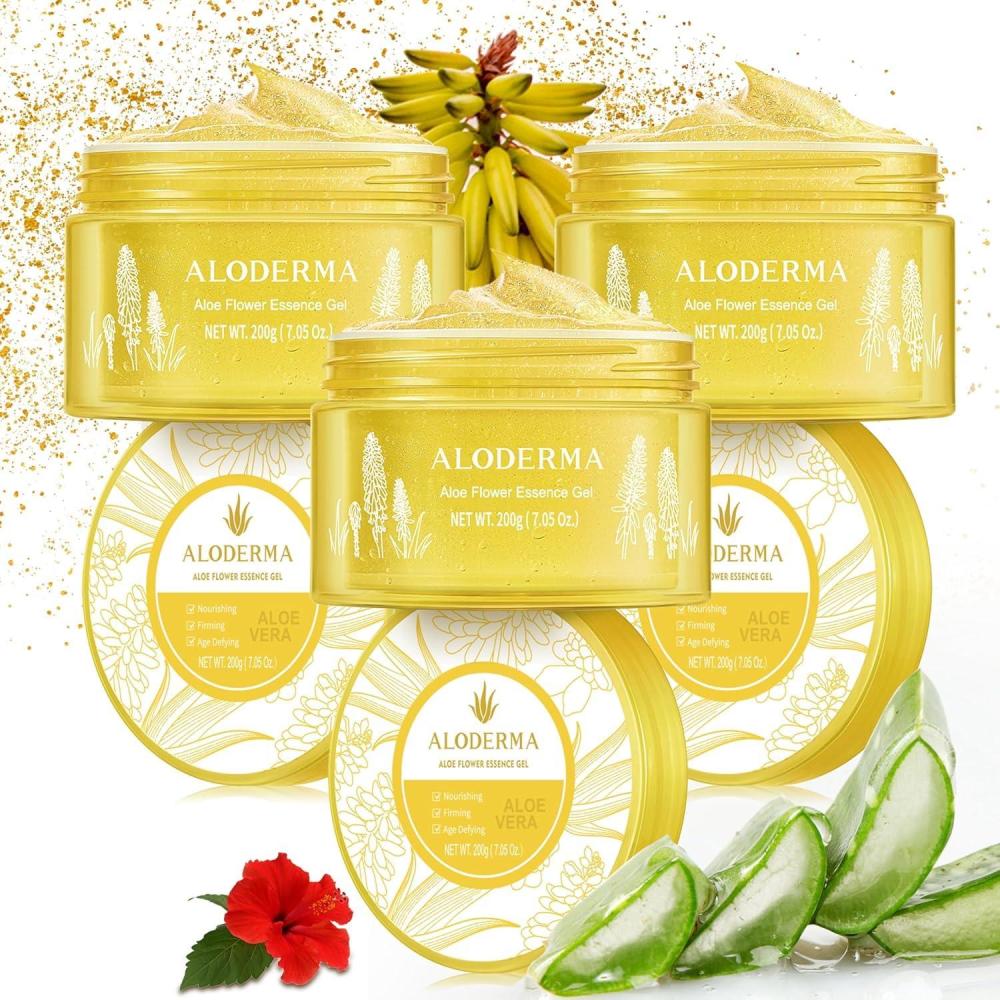 image:imageAloderma AgeDefying 24K Gold Leaf Aloe Flower Essence Gel Made within 12 Hours of Harvest Luxurious Aloe Gel with Allantoin amp Hyaluronic Acid for a Glowing Shimmering Youthful Complexion 7oz7 Ounce Pack of 3