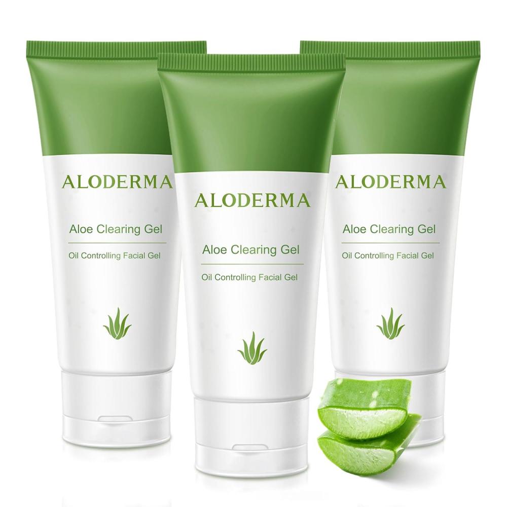 image:imageAloderma Aloe Clearing Gel for Clear Complexion with 90 Organic AloeVera  Moisturizing Oil Controlling Facial Lotion with Allantoin Wintergreen Extract  Soothing Skin Calming Aloe Gel 28oz283 Fl Oz Pack of 3