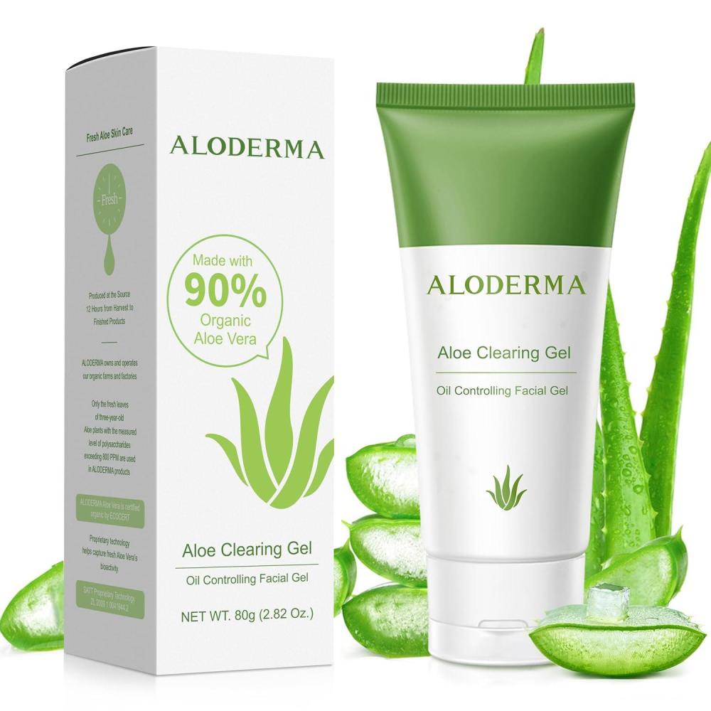 image:imageAloderma Aloe Clearing Gel for Clear Complexion with 90 Organic AloeVera  Moisturizing Oil Controlling Facial Lotion with Allantoin Wintergreen Extract  Soothing Skin Calming Aloe Gel 28oz28 Ounce Pack of 1