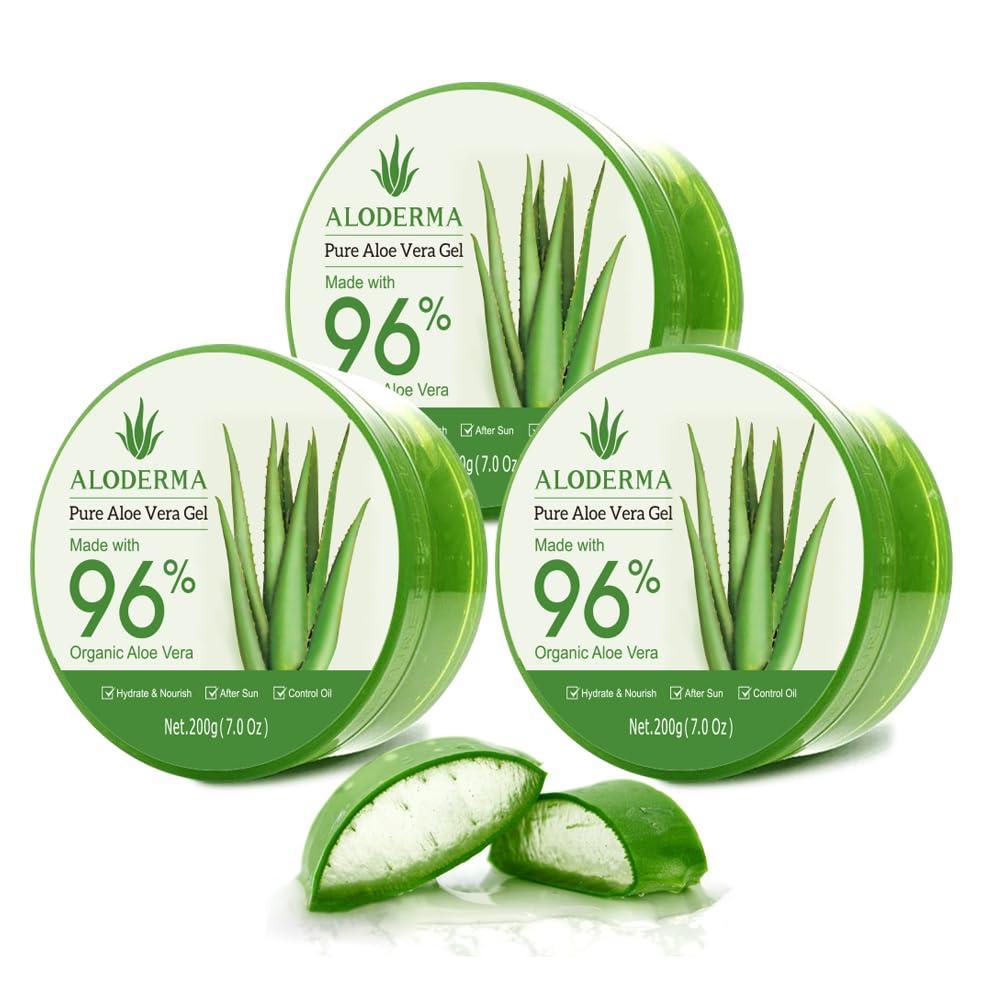image:imageAloderma Aloe Vera Gel Made within 12 Hours of Harvest with 96 Pure Organic Aloe Vera for Skin Scalp amp Hair Soothing Aloe Face Moisturizer Multipurpose Hydrating Aloe Gel 7oz 3Pack3