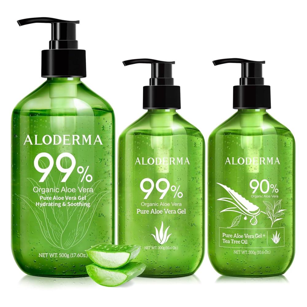 image:imageAloderma Aloe Vera Gel Set 3 Pieces  500g Aloe Vera Gel 300g Aloe Vera Gel 300g Aloe Vera Gel  Tea Tree Oil