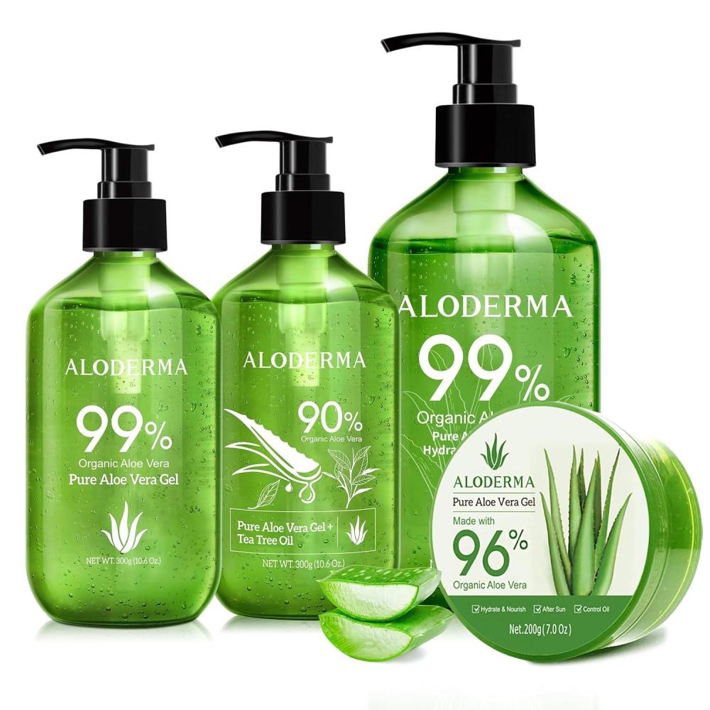image:imageAloderma Aloe Vera Gel Set 4 Pieces  500g Aloe Vera Gel 300g Aloe Vera Gel 300g Aloe Vera Gel  Tea Tree Oil 200g Aloe Vera Gel