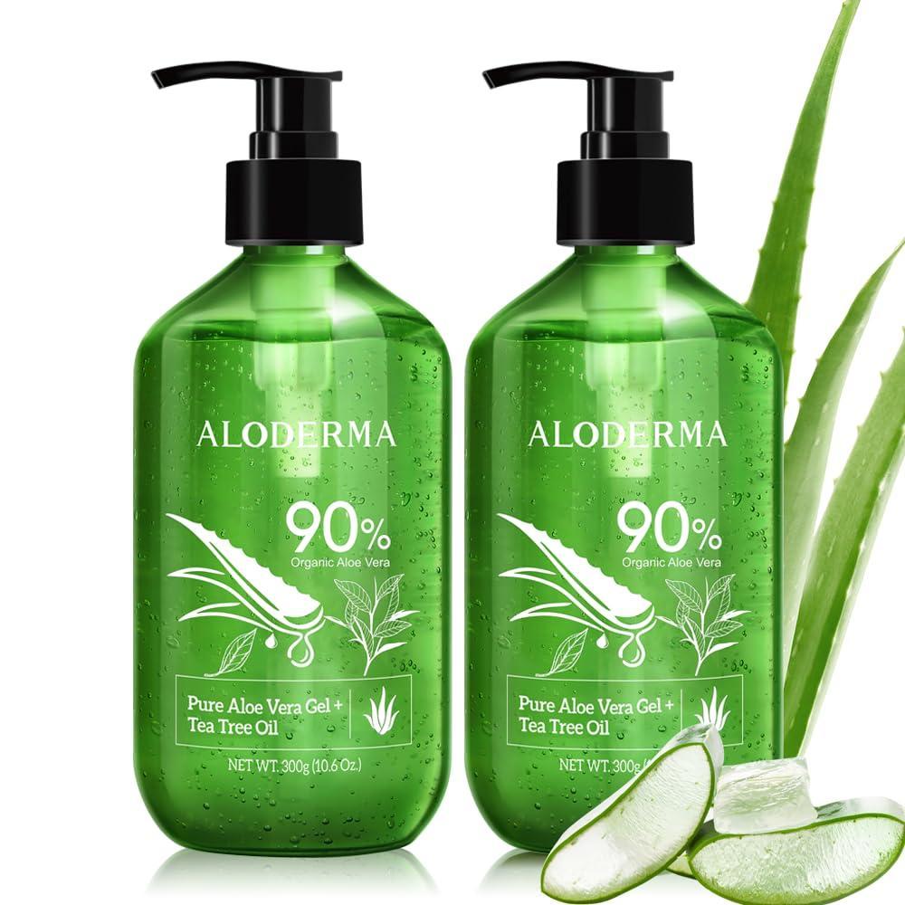 image:imageAloderma Organic Aloe Vera Gel for Skin  Tea Tree Oil Made within 12 Hours of Harvest Soothing Pure Aloe Vera Gel for Face Works Great for Oily Skin Dry Scalp Aftershave Natural Aloe  106 Oz2