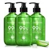 Aloderma 99% Organic Aloe Vera Gel Made within 12 Hours of Harvest – Lightweight, Non-Sticky Aloe Gel for Face Body, Hair, & Scalp, After Sun Relief, Natural, Soothing Hydrating Aloe Gel, 10.6oz(3)