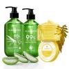 Aloderma Aloe Vera Gel Set 3 Pack – Aloe Flower Essence Gel, Pure Aloe Vera Gel, Aloe Gel + Tea Tree Oil
