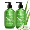 Aloderma Organic Aloe Vera Gel for Skin + Tea Tree Oil, Made within 12 Hours of Harvest, Soothing Pure Aloe Vera Gel for Face, Works Great for Oily Skin, Dry Scalp, Aftershave, Natural Aloe – 10.6 Oz(2)