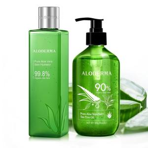 All Purpose Aloe Vera Gel Set – 2 Pieces – Skin Hydrator, 300g Aloe Vera Gel + Tea Tree Oil