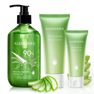All Purpose Aloe Vera Gels Set – 3 Pieces – 300g Aloe Vera Gel + Tea Tree Oil, 114g Aloe Gel & 45g Aloe Vera Gel