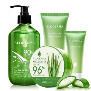 All Purpose Aloe Vera Gels Set – 4 Pieces – 300g Aloe Vera Gel + Tea Tree Oil, 200g Aloe Gel, 114g Aloe Gel & 45g Aloe Vera Gel