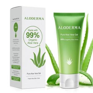 Aloderma 99% Organic Aloe Vera Gel Made within 12 Hours of Harvest, Easy Travel Size Tube for Body, Face, & Scalp, Cooling, Soothing Instant Relief for Skin & Sunburn, Hydrating Aloe Gel, 1.5oz(1.5 Ounce (Pack of 1))