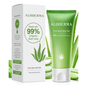 Aloderma 99% Organic Aloe Vera Gel for Face Made within 12 Hours of Harvest, Natural Hydrating Pure Aloe Vera for Soothing Skincare, Moisturizing Aloe Gel for Skin, Face, Sensitive Skin, 4oz – 2ct(1)