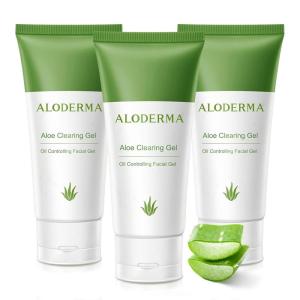 Aloderma Aloe Clearing Gel for Clear Complexion with 90% Organic AloeVera – Moisturizing, Oil Controlling Facial Lotion with Allantoin, Wintergreen Extract – Soothing, Skin Calming Aloe Gel, 2.8oz(2.83 Fl Oz (Pack of 3))