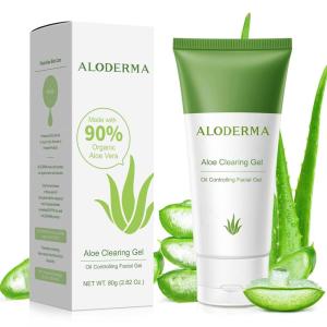 Aloderma Aloe Clearing Gel for Clear Complexion with 90% Organic AloeVera – Moisturizing, Oil Controlling Facial Lotion with Allantoin, Wintergreen Extract – Soothing, Skin Calming Aloe Gel, 2.8oz(2.8 Ounce (Pack of 1))