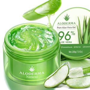 Aloderma Aloe Vera Gel Made within 12 Hours of Harvest with 96% Pure Organic Aloe Vera for Skin, Scalp, & Hair, Soothing Aloe Face Moisturizer, Multipurpose, Hydrating Aloe Gel, 7oz, 3-Pack(1)