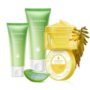 Aloderma Aloe Vera Gel Set 3 Pack – Aloe Flower Essence Gel, 114g Aloe Gel, Travel Size Aloe Vera Gel