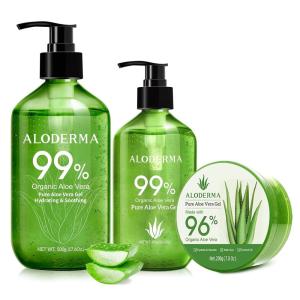 Aloderma Aloe Vera Gel Set, 3 Pieces – 500g Aloe Vera Gel, 300g Aloe Vera Gel, 200g Aloe Vera Gel