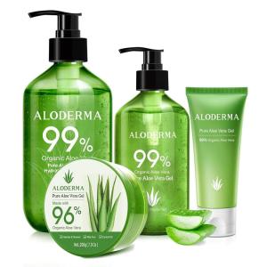 Aloderma Aloe Vera Gel Set, 4 Pieces – 500g Aloe Vera Gel, 300g Aloe Vera Gel, 200g Aloe Vera Gel, 45g Aloe Vera Gel