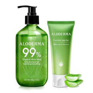 Aloderma Aloe Vera Gels Set, 2 pieces – 500g Aloe Vera Gel, 114g Aloe Vera Gel