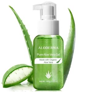 Aloderma Pure Aloe Vera Gel Made within 12 Hours of Harvest with 99% Organic Aloe Vera for Easy Travel Size for Body, Face, & Scalp, Cooling, Soothing Relief for Skin & Sunburn, 3.53oz x 3blts(3.53 Fl Oz (Pack of 1))