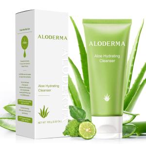 Aloderma Soothing Cleanser for Sensitive Skin Made with 76% Organic Aloe Vera and Allantoin to Calm & Gently Cleanse Damaged Skin, 3.5oz(Hydrating)