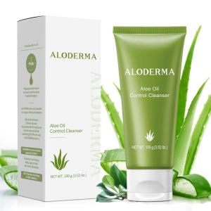 Aloderma Soothing Cleanser for Sensitive Skin Made with 76% Organic Aloe Vera and Allantoin to Calm & Gently Cleanse Damaged Skin, 3.5oz(Oil Controlling)
