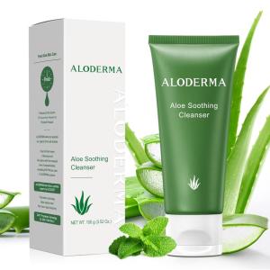 Aloderma Soothing Cleanser for Sensitive Skin Made with 76% Organic Aloe Vera and Allantoin to Calm & Gently Cleanse Damaged Skin, 3.5oz(Soothing)