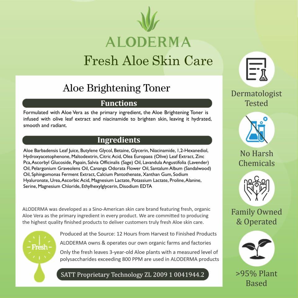 image:imageAloderma Aloe Brightening Face Toner Made with Organic Aloe Vera Juice Naturally formulated with Hyaluronic Acid amp Niacinamide to Refine Skin Tone and Brighten Skin AlcoholFree 42ozBrightening