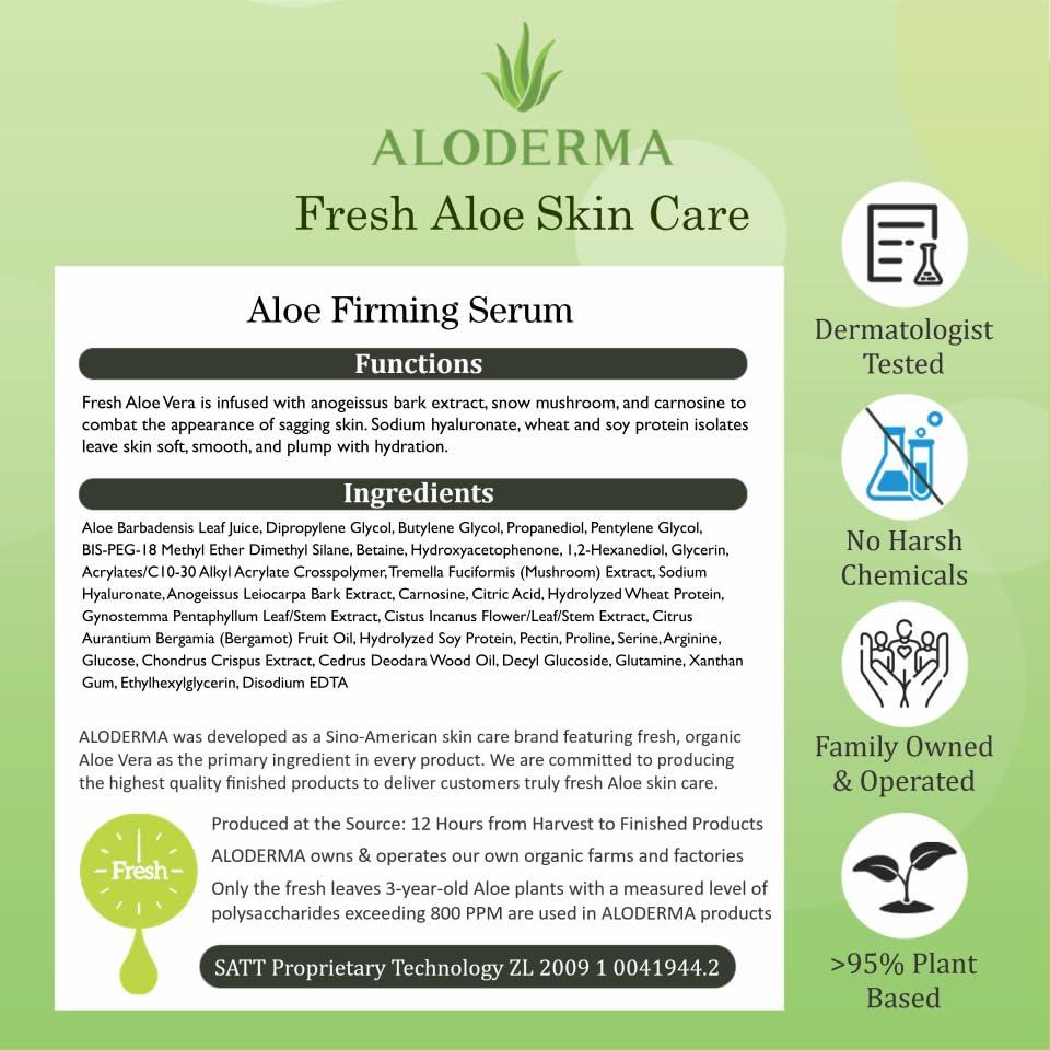 image:imageAloderma Aloe Brightening Serum for Face Made with 65 Organic Aloe Vera Niacinamide amp Vitamin C for Bright Luminous Skin Natural Serum to Hydrate amp Revitalize Dull Tired Skin 17ozFirming