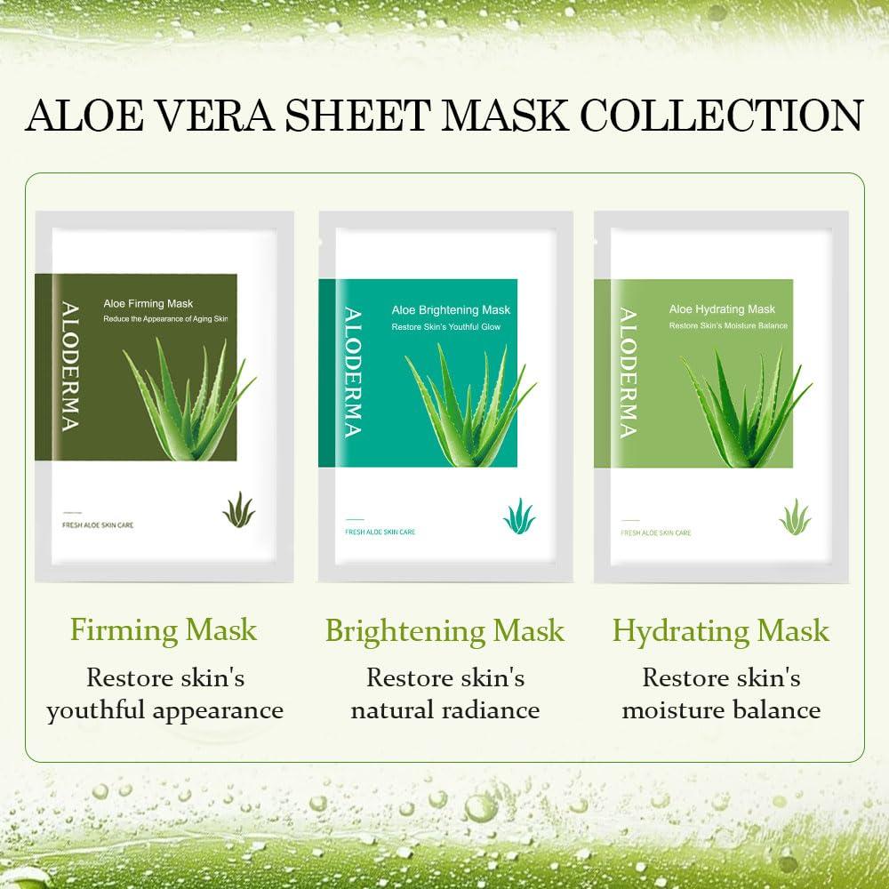 image:imageAloderma Firming Sheet Masks with 89 Organic Aloe Vera 5 pcs Formulated for AgeDefying Results with Hyaluronic Acid amp Arginine Intense Hydration amp Nourishment for Plump Supple Rejuvenated SkinBrightening