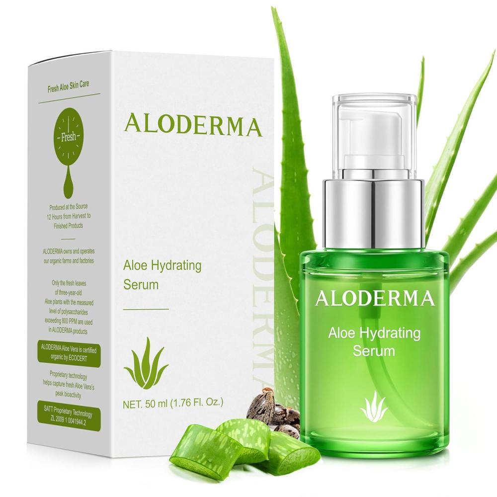 image:imageAloderma Aloe Brightening Serum for Face Made with 65 Organic Aloe Vera Niacinamide amp Vitamin C for Bright Luminous Skin Natural Serum to Hydrate amp Revitalize Dull Tired Skin 17ozHydrating