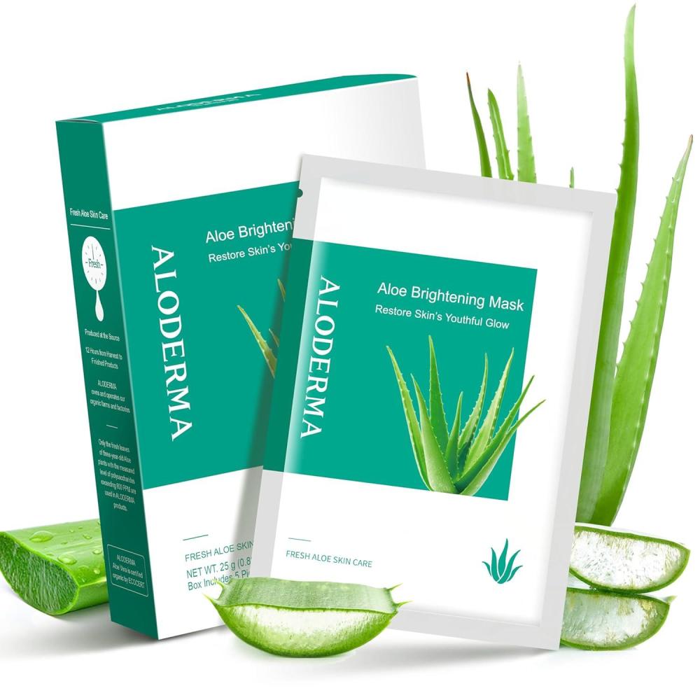 image:imageAloderma Firming Sheet Masks with 89 Organic Aloe Vera 5 pcs  Formulated for AgeDefying Results with Hyaluronic Acid amp Arginine Intense Hydration amp Nourishment for Plump Supple Rejuvenated SkinBrightening