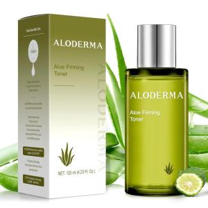 Aloderma Aloe Brightening Face Toner Made with Organic Aloe Vera Juice – Naturally formulated with Hyaluronic Acid & Niacinamide to Refine Skin Tone and Brighten Skin, Alcohol-Free, 4.2oz(Firming)