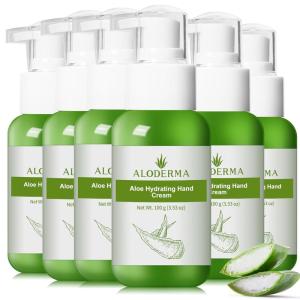Aloderma Aloe Hydrating Hand Cream, 3.5oz Travel Size – Non-Greasy Gentle Hand Cream for Dry, Cracked Hands, Lightweight Lotion Made with Fresh Organic Aloe Vera and Shea Butter for Soft Hands(3.5 Fl Oz (Pack of 6))