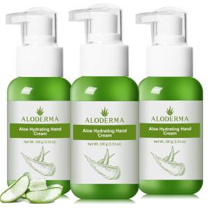 Aloderma Aloe Hydrating Hand Cream, 3.5oz Travel Size – Non-Greasy Gentle Hand Cream for Dry, Cracked Hands, Lightweight Lotion Made with Fresh Organic Aloe Vera and Shea Butter for Soft Hands(3.5 Fl Oz (Pack of 3))