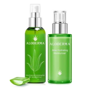Aloderma Aloe Moisturizing Set – Hydrating Moisturizer, Botanical Hydrating Mist