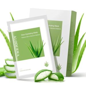 Aloderma Firming Sheet Masks with 89% Organic Aloe Vera 5 pcs – Formulated for Age-Defying Results with Hyaluronic Acid & Arginine, Intense Hydration & Nourishment for Plump, Supple, Rejuvenated Skin(Hydrating)