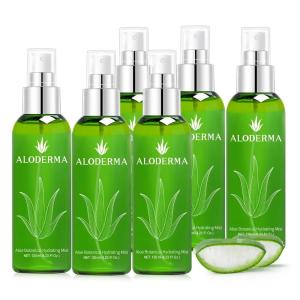 Aloderma Organic Aloe Botanical Hydrating Mister – Made within 12 Hours of Harvest to Soothe & Moisturize, Lightweight Fine Mist Facial Spray – Refresh & Hydrate Skin Through the Day, 120ml/4.23Oz(6)