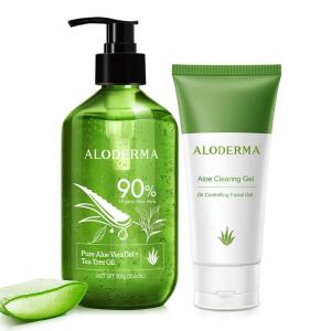 Aloderma Oil Controlling Set, 2 pcs – Aloe Clearing Gel, Aloe Vera Gel + Tea Tree Oil