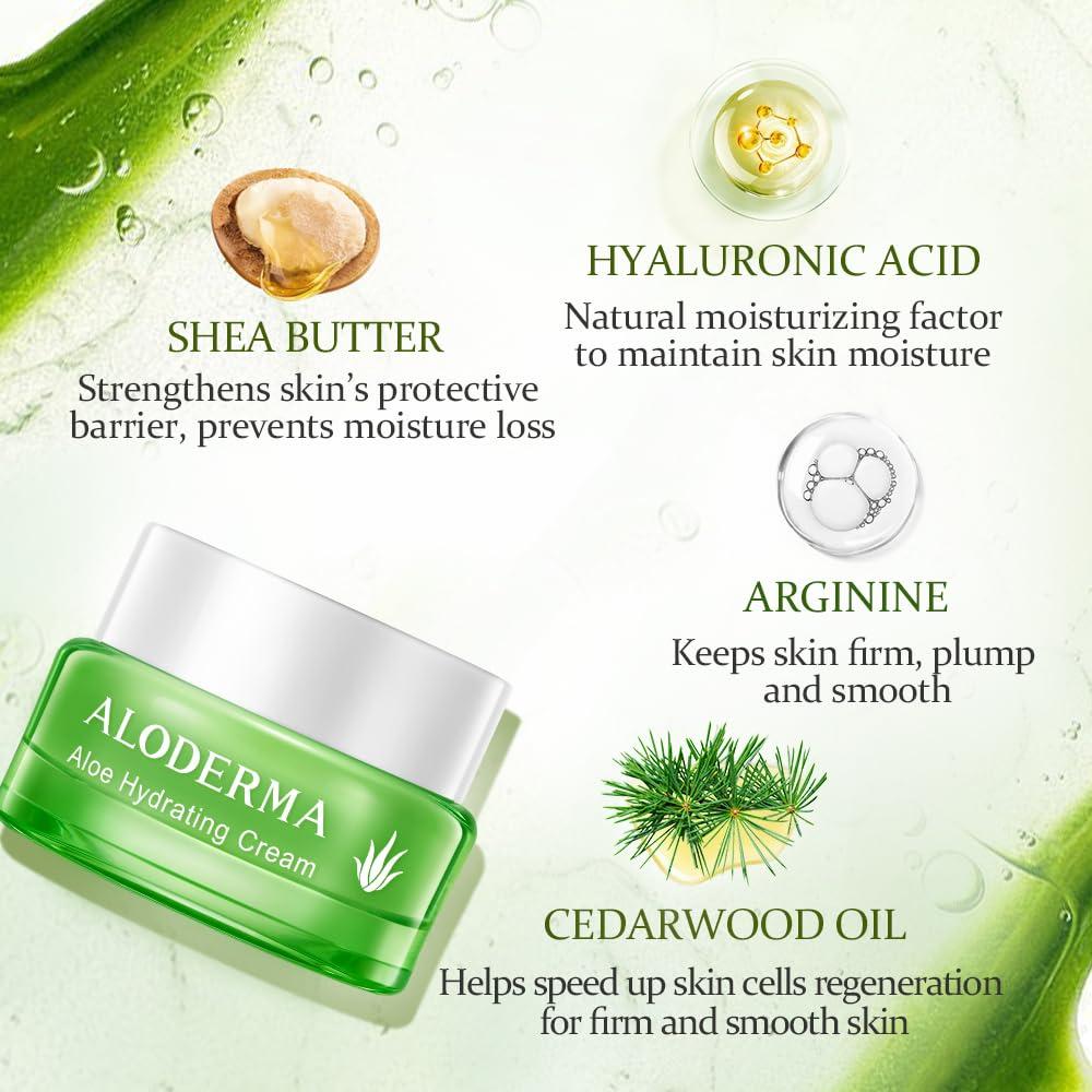 image:imageAloderma Essential Aloe Hydrating Skin Care Set 4 Pieces Gel Cleanser Toner Cream