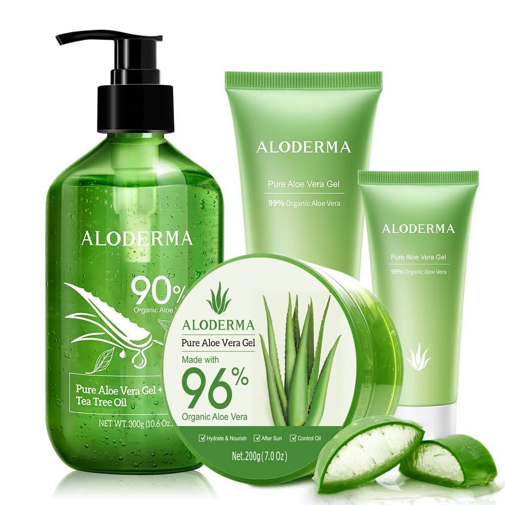 image:imageAll Purpose Aloe Vera Gel Set  5 Pieces  300g Aloe Vera Gel  Tea Tree Oil 200g Aloe Gel 2 pcs x 114g Aloe Gel amp 45g Gel