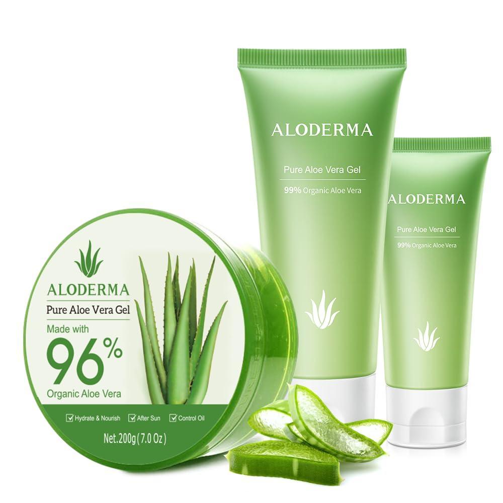 image:imageAll Purpose Aloe Vera Gels Set  4 Pack  200g Aloe Vera Gel 114g Aloe Gel x 2pcs amp 45g Aloe Vera Gel Travel Size