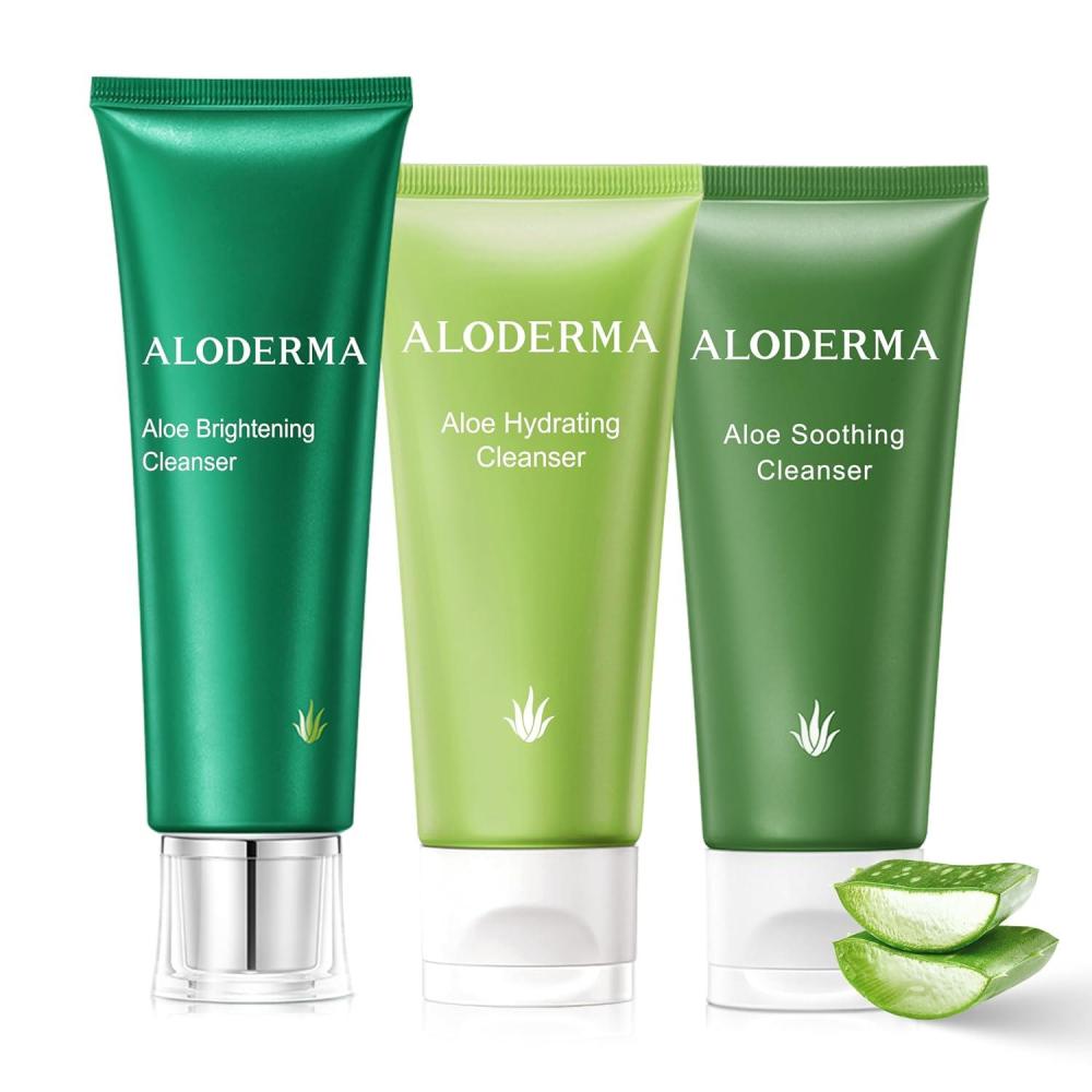 image:imageAloderma Aloe Cleanser Set 3 Pieces  Hydrating Soothing Brightening Cleansers  Face Wash Set