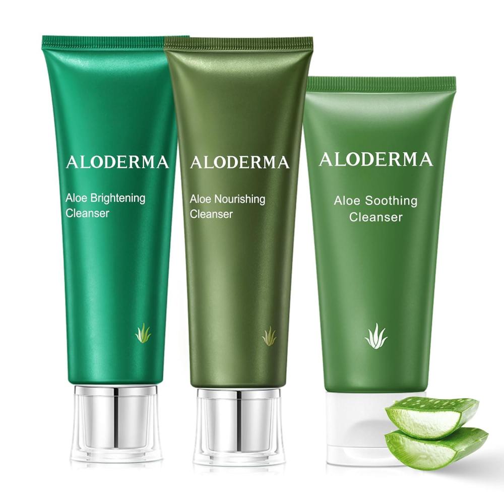 image:imageAloderma Aloe Cleanser Set 3 Pieces  Nourishing Soothing Brightening Cleansers  Face Wash Set