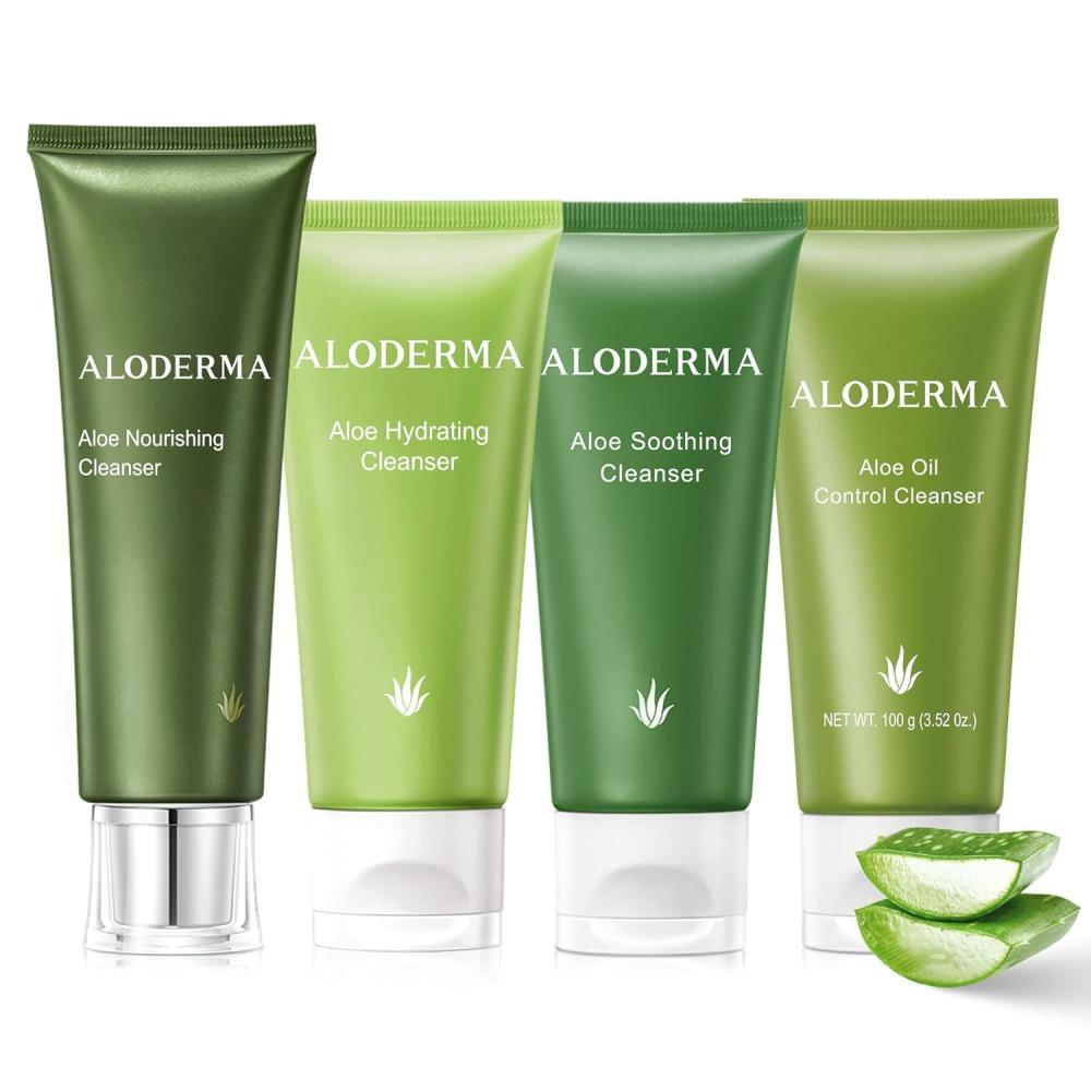image:imageAloderma Aloe Cleanser Set 4 Pieces  Hydrating Nourishing Soothing Oil Control Cleansers  Face Wash Set