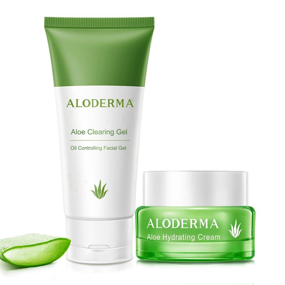 image:imageAloderma Aloe Oil Controlling Set 2 pcs  Aloe Clearing Gel Hydrating Cream